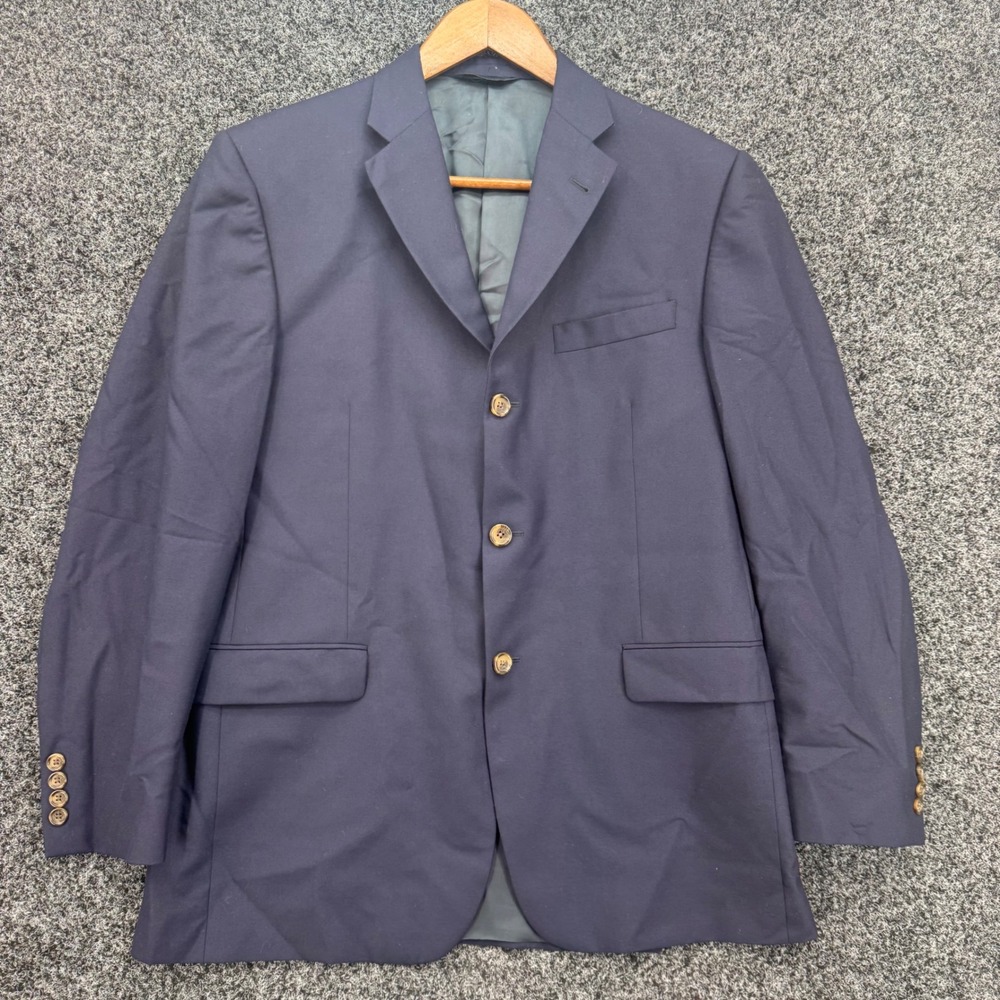 Burberry London Mens 42R Navy Blue 100% Wool 3-Button Blazer Bond Street FBC41